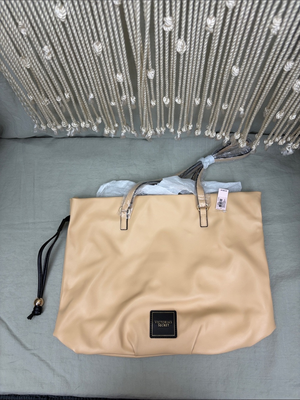 Victoria's Secret Beige Tote with Cinch Closures